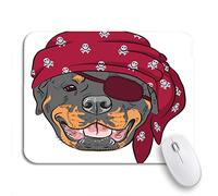 Tappetino per Mouse da Gioco Animal Dog Rottweiler Pirate Wearing Red Bandana And Eye Tappetino Mouse Portatile Antipolvere Sottomano, per Computer, Laptop, 25 x 30cm