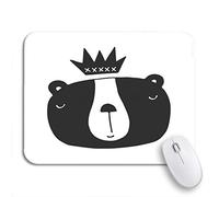 Tappetino per Mouse da Gioco Animal Nursery Bear in Scandinavian Black And White Tappetino Mouse Base Antiscivolo in Gomma Personalizzato Tappetini Mouse, per Computer, Ufficio, 25 x 30cm