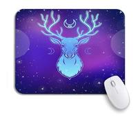 Tappetino per Mouse da Gioco Animation Portrait of Horned Deer Wood The Pagan Tappetino Mouse Facile da Pulire Personalizzato Tappetino Mouse Pad, per Computer, Gaming Mouse, 25 x 30cm