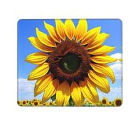 Tappetino per mouse da gioco antiscivolo, con girasoli in fiore, stampato, adatto per studio e gioco, 20,1 x 24,1 cm