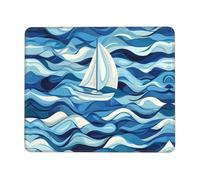 Tappetino per mouse da gioco antiscivolo, con stampa di barca a vela sul mare, adatto per studio e gioco, 17,8 x 21,8 cm