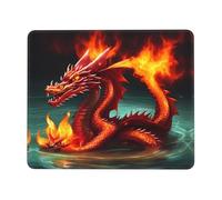 Tappetino per mouse da gioco antiscivolo Dragon King in Fire stampato tappetino per mouse desktop adatto per studio e gioco 20,1 x 24,1 cm