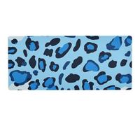 Tappetino per mouse da gioco, antiscivolo, grande, con pelle di leopardo, blu, nero, per viaggi lunghi, grande, 80 x 30 cm