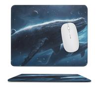 Tappetino per mouse da gioco, antiscivolo, impermeabile, 24,9 x 30 cm, per mouse, computer, laptop, balene da ufficio che viaggiano nello spazio