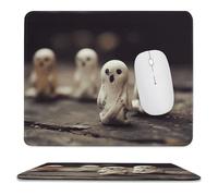 Tappetino per mouse da gioco, antiscivolo, impermeabile, 24,9 x 30 cm, per mouse, computer, laptop, ufficio, fantasma bianco