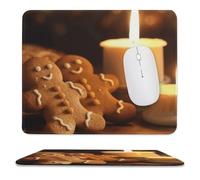 Tappetino per mouse da gioco, antiscivolo, impermeabile, per mouse, computer, laptop, candele da ufficio e omini di pan di zenzero, 24,9 x 30 cm