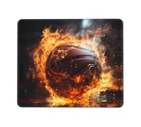 Tappetino per mouse da gioco antiscivolo, motivo: pallacanestro su fuoco e fiamme d'acqua, stampato tappetino per mouse da scrivania, adatto per studio e gioco, 17,8 x 21,8 cm