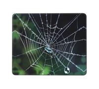 Tappetino per mouse da gioco antiscivolo, motivo ragnatela e gocce di rugiada, tappetino per mouse da scrivania, adatto per studio e gioco, 21,1 x 26,2 cm