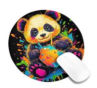 Tappetino per mouse da gioco artistico colorato con schizzi arcobaleno, antiscivolo, lavabile, per casa e ufficio, ideale per gli amanti degli animali, rotondo, 20,3 x 20,3 cm