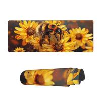 Tappetino Per Mouse Da Gioco Bee On Yellow Flowers Field Tappetino Mouse Base Antiscivolo In Gomma Sottomano, Per Computer, Ufficio, Gaming Mouse, 80x30cm