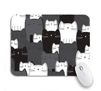 Tappetino Per Mouse Da Gioco Birthday Cute Black And White Cat Pattern Greeting Adorable Sottomano Portatile Personalizzato Tappetino Mouse Gaming, Per Gioco, Scrivania, 25 x 30cm