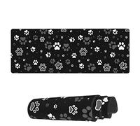 Tappetino per Mouse da Gioco Black And White Dog Paws Tappetini Mouse Facile da Pulire Sottomano, per Casa, Computer, Laptop, 80x30cm