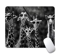 Tappetino per Mouse da Gioco Black And White Funny Giraffe Family Tappetino per Il Mouse Antiscivolo Personalizzato Lavabile Sottomano, per Laptop, Computer, Gaming, 25x30cm