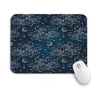 Tappetino Per Mouse Da Gioco Blue Celestial Bodies Moons Stars And Clouds Boho Chic Sottomano Base Antiscivolo In Gomma Impermeabile Tappetino Mouse, Per Laptop, Gioco, 25 x 30cm