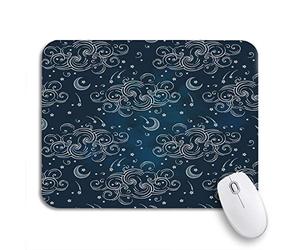 Tappetino Per Mouse Da Gioco Blue Celestial Bodies Moons Stars And Clouds Boho Chic Sottomano Base Antiscivolo In Gomma Impermeabile Tappetino Mouse, Per Laptop, Gioco, 25 x 30cm