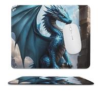 Tappetino per Mouse da Gioco Blue Dragon Retro Sci-Fi Confortevole Tappetino per Mouse Antiscivolo Mousepad per Sensori da Gioco Laptop Mac 10X12In