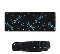 Tappetino per Mouse da Gioco Blue Dragonfly Hearts Tappetino Mouse Impermeabile Mousepad Forma Rettangolare, per Computer, Gaming Mouse, Laptop, 80x30cm