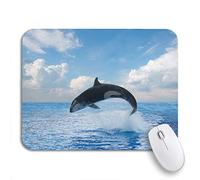Tappetino Per Mouse Da Gioco Blue Jumping Killer Whale Seascape Waters And Cloudscape Tappetino Mouse Gaming Lavabile Portatile Tappetino Mouse Piccolo, Per Scrivania, Laptop, 25 x 30cm