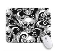 Tappetino Per Mouse Da Gioco Blue Skull And Tentacles Of The Animal Beautiful Tappetino Per Il Mouse Antiscivolo Personalizzato Confortevole Tappetini Mouse, Per Computer, Ufficio, 25 x 30cm