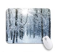 Tappetino per Mouse da Gioco Blue Snow Winter Landscape Falling Weather Snowy Magic Tappetino Mouse Portatile Facile da Pulire Sottomano, per Gaming Mouse, Casa, 25 x 30cm