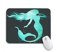 Tappetino per Mouse da Gioco Blue Tail Mer-Maid Watercolor Silhouette Swimming Abstract Beauty Tappetino Mouse Lavabile Portatile Tappetino Mouse Gaming, per Scrivania, Laptop, 25 x 30cm