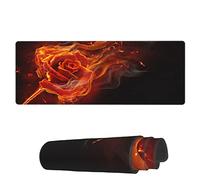 Tappetino per Mouse da Gioco Burning Fire Flower Tappetino per Il Mouse Antiscivolo Antipolvere Mousepad Forma Rettangolare, per Gaming Mouse, Computer, Laptop, 80x30cm