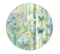 Tappetino per Mouse da Gioco Butterflies Flowers Stripes Watercolor Painting Tappetino Mouse Gaming Base Antiscivolo in Gomma Facile da Pulire Sottomano, per Gaming, Casa, Ufficio, 20cm