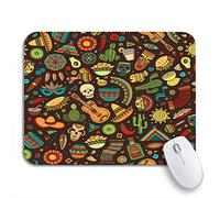 Tappetino per Mouse da Gioco Cartoon Latin American Mexican Lots of Symbols And Perfect Sottomano Facile da Pulire Antipolvere Tappetino Mouse Gaming, per Laptop, Computer, 25 x 30cm