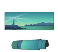 Tappetino Per Mouse Da Gioco Cartoon Lighthouse Sea Mountains Tappetino Mouse Gaming Base Antiscivolo In Gomma Mousepad Forma Rettangolare, Per Computer, Ufficio, Gaming Mouse, 80x30cm