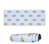 Tappetino per Mouse da Gioco Cartoon Sleep Corgi Cute Blue Tappetino Mouse Pad Antipolvere Sottomano, per Scrivania, Laptop, Ufficio, 80x30cm