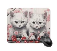 Tappetino per Mouse da Gioco Cat And Cherry Tappetino per Il Mouse Antiscivolo Antipolvere Base Antiscivolo in Gomma Mousepad Forma Rettangolare, per Casa, Ufficio, Scrivania, 25x30cm