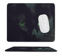 Tappetino per Mouse da Gioco Cat Green Eyes Tappetino per Il Mouse Antiscivolo Lavabile Impermeabile Mousepad Forma Rettangolare, per Computer, Laptop, Scrivania, 25x30cm