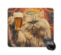 Tappetino per Mouse da Gioco Cat with Beer At The Bar Tappetini Mouse Portatile Antipolvere Sottomano, per Ufficio, Computer, Casa, 25x30cm