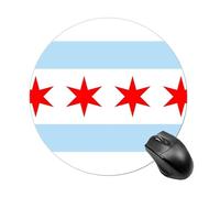 Tappetino per Mouse da Gioco Chicago City Flag Tappetino Mouse Pad Antipolvere Base Antiscivolo in Gomma Sottomano, per Gaming, Computer, Laptop, 20cm