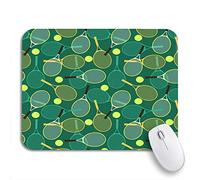 Tappetino per Mouse da Gioco Colorful Activity Tennis Rackets And Balls Green Backhand Tappetini Mouse Facile da Pulire Antipolvere Tappetino Mouse Pad, per Laptop, Ufficio, 25 x 30cm