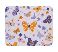 Tappetino per Mouse da Gioco Colorful Butterfly And Flower Purple Background Tappetino Mouse Piccolo Portatile Antipolvere Mousepad Forma Rettangolare, per Laptop, Casa, Gaming Mouse, 25x30cm