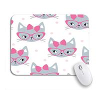 Tappetino Per Mouse Da Gioco Colorful Cute Grey Cat Pink Pattern Kid Kitten Animal Tappetino Per Il Mouse Antiscivolo Portatile Antipolvere Tappetino Mouse, Per Computer, Casa, 25 x 30cm