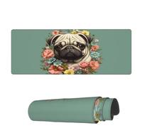 Tappetino Per Mouse Da Gioco Colorful Daisies Cute Pug Tappetino Per Il Mouse Antiscivolo Antipolvere Sottomano, Per Ufficio, Gaming Mouse, Casa, 80x30cm