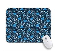 Tappetino per Mouse da Gioco Colorful Flower Cute Little Flowers Blue Gray On Navy Tappetini Mouse Facile da Pulire Base Antiscivolo in Gomma Sottomano, per Computer, Laptop, 25 x 30cm