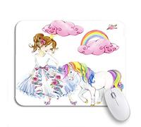 Tappetino Per Mouse Da Gioco Colorful Girl Princess Watercolor Uni-Corn Pink Cute Pony Dream Tappetino Mouse Gaming Portatile Antipolvere Tappetino Mouse Piccolo, Per Computer, Gioco, 25 x 30cm