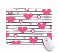 Tappetino Per Mouse Da Gioco Colorful Heart Flower And Love Striped Pattern Pink Flower Sottomano Confortevole Personalizzato Tappetino Mouse Gaming, Per Casa, Gaming Mouse, 25 x 30cm