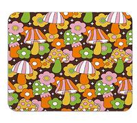 Tappetino per Mouse da Gioco Colorful Wild Magic Mushroom Flower Tappetino Mouse Piccolo Antipolvere Impermeabile Sottomano, per Computer, Ufficio, Casa, 25x30cm