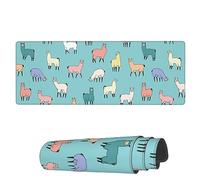 Tappetino per Mouse da Gioco Colors Llama Alpaca Animals Tappetino Mouse Base Antiscivolo in Gomma Sottomano, per Gaming Mouse, Casa, Laptop, 80x30cm