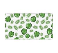 Tappetino per mouse da gioco compatibile con foglie di palma tropicale Green Leaf, grande tappetino per tastiera esteso da scrivania con base antiscivolo e bordo cucito per lavoro d'ufficio, 16x29,5 p