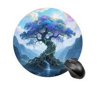 Tappetino per mouse da gioco con albero della vita, grazioso tappetino per mouse rotondo da donna, con base in gomma antiscivolo, lavabile, per computer portatile, casa, ufficio, scrivania, 19 x 20 cm