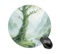 Tappetino per mouse da gioco con albero della vita verde, grazioso tappetino per mouse rotondo da donna, con base in gomma antiscivolo, lavabile, per computer portatile, casa, ufficio, scrivania, 19 x
