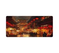 Tappetino per mouse da gioco con architettura tradizionale e rossa, 36 x 16 pollici, tappetino per tastiera con base antiscivolo, accessori da scrivania per tastiera da ufficio a casa