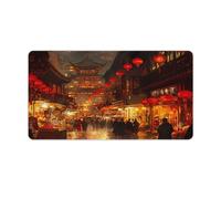 Tappetino per mouse da gioco con architettura tradizionale e rossa, tappetino da scrivania grande da 30 x 16 pollici, tappetino per tastiera con base antiscivolo, accessori da scrivania per tastiera