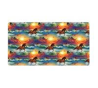 Tappetino per mouse da gioco con base in gomma antiscivolo, grande per ufficio, laptop, uomini e donne, compatibile con l'arte del mare, spiaggia, sole, corsa, cavallo selvaggio, 16x29,5 pollici