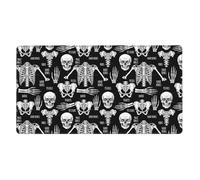 Tappetino per mouse da gioco con base in gomma antiscivolo, grande per ufficio, laptop, uomini e donne, compatibile con anatomia di scheletro scuro del cranio, 16x29,5 pollici